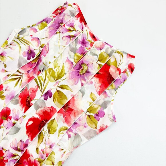 Z STUDIO Watercolor Floral Shift Dress SZ 12 Ruffled Semi-Sheer Pretty Feminine - Picture 7 of 11